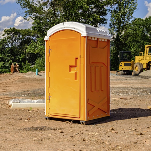 how often are the portable restrooms cleaned and serviced during a rental period in Bret Harte